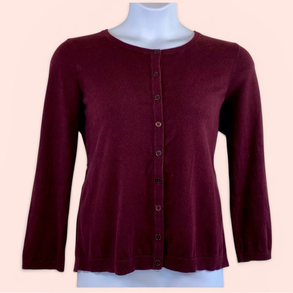 Talbots Women’s Size 2XP Burgundy Cardigan Sweater